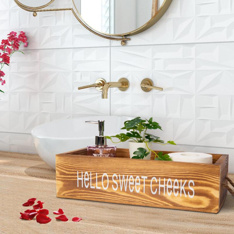 Double-sided Letter Wooden Storage  Box With Rope Household Decorative Ornaments