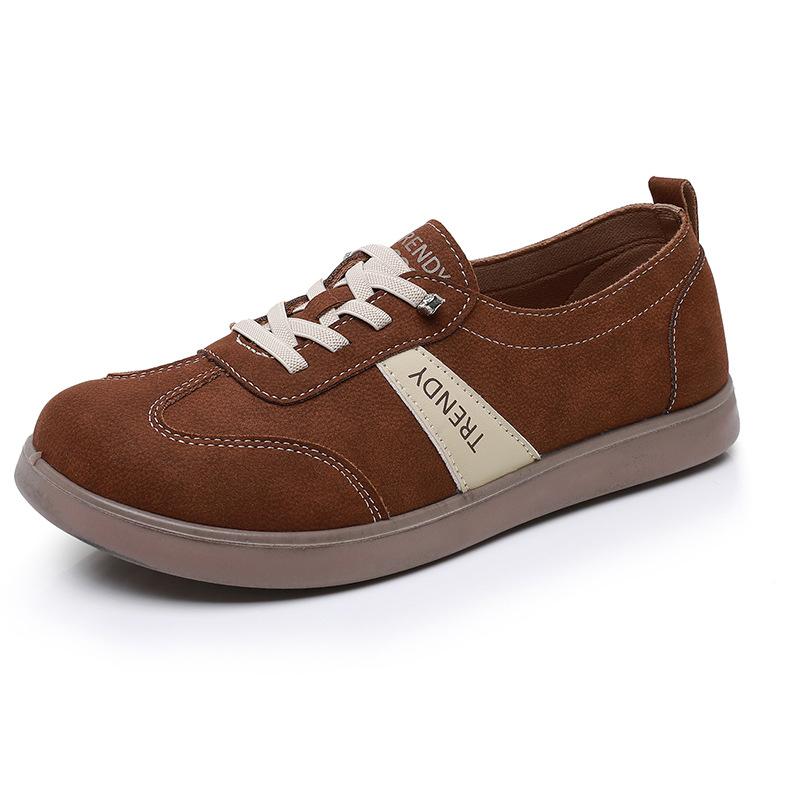 Shoes women's 2025 spring new fashion soft-soled casual shoes non-slip versatile lace-up sports shoes round head flats