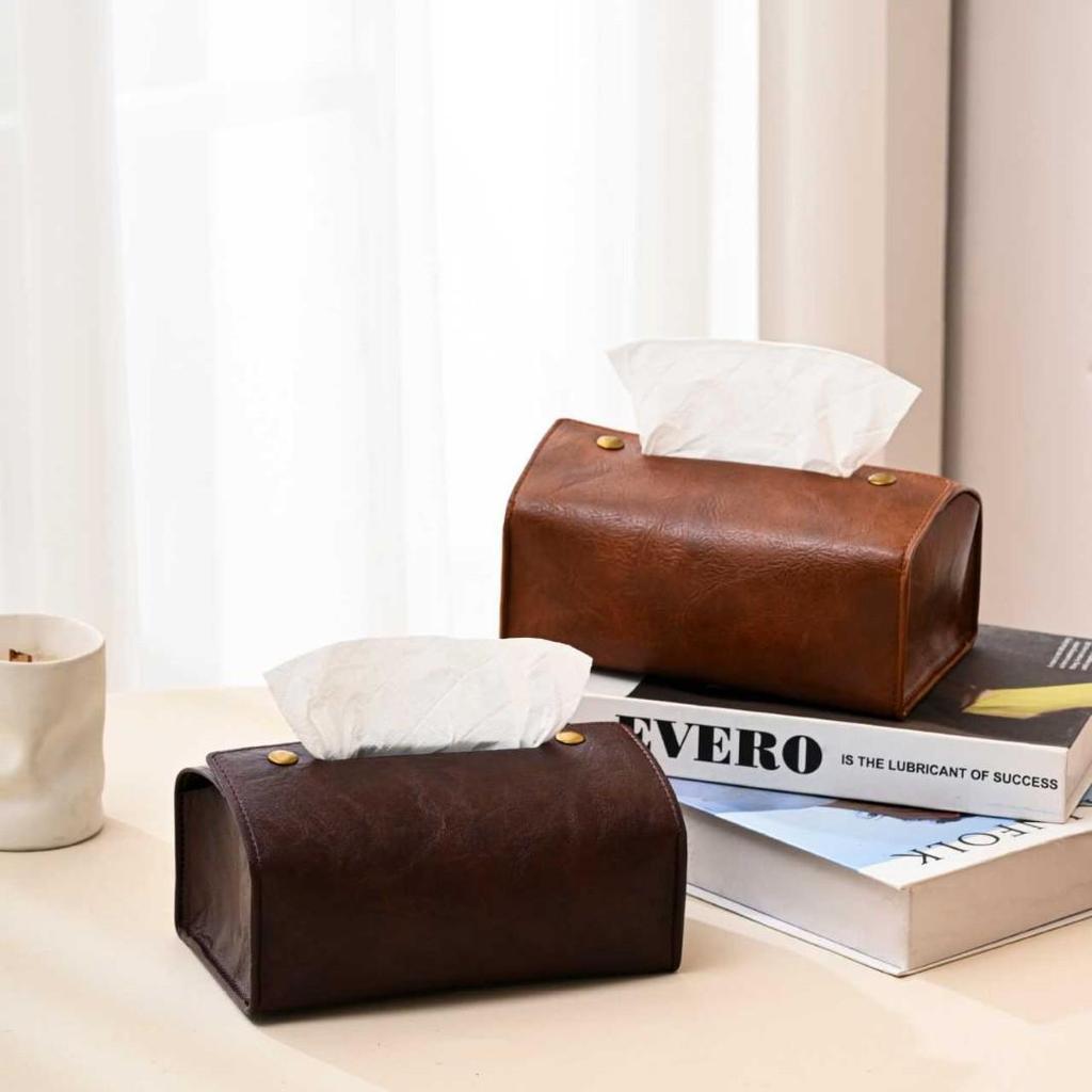 Boîte à mouchoirs coulissante haut de gamme en cuir pour la maison, le bureau et la voiture