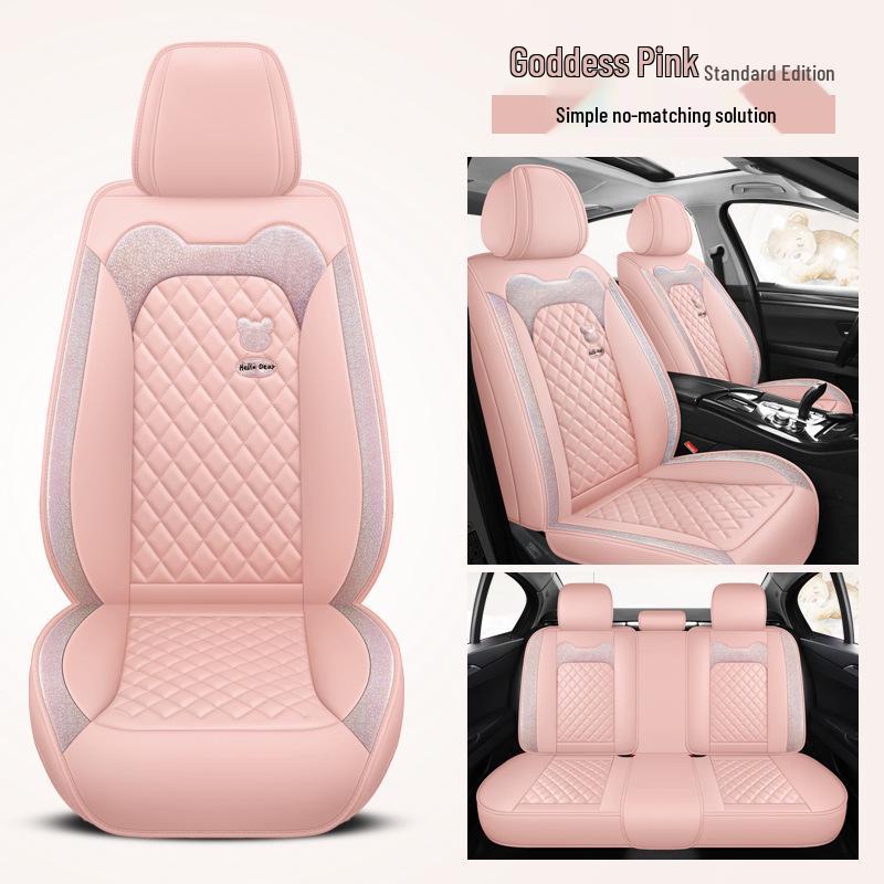 Universal Full Leather Car Seat Cover – All-Season, Cute Design, Full Surround Fit