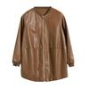 Jacket Women's Autumn and Winter Loose Baseball Uniform Artificial Leather Jacket Windbreaker Elegant