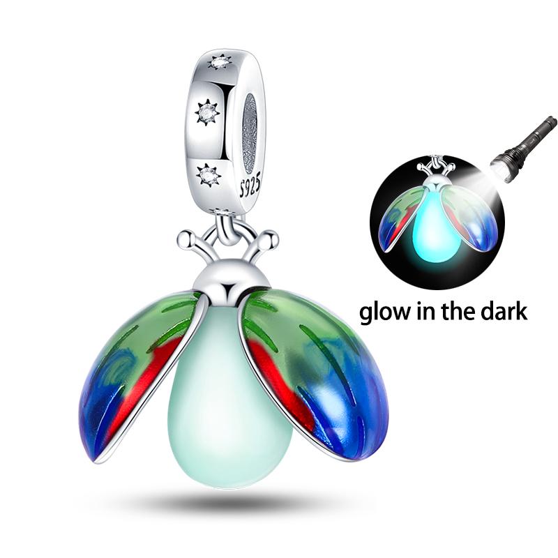 Copper Glow-In-The-Dark Firefly Butterfly Deer Charms Beads Pendants Fit Qikaola Original Bracelets Diy Birthday Jewelry
