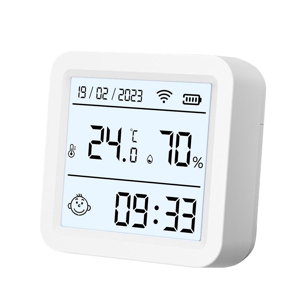 

Умный WIFI датчик температуры и влажности гигрометр термометр подсветка поддержка Smart Life Alexa Google Ассистент
