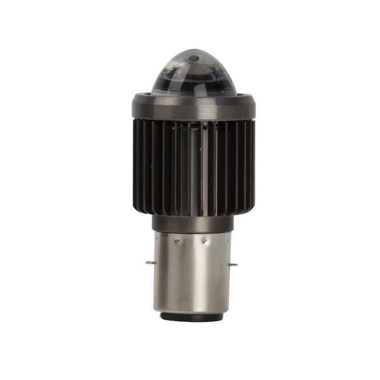 Dual-Color LED Motorcycle Headlight with Lens, Small Steel Cannon Design - 3570 Beads