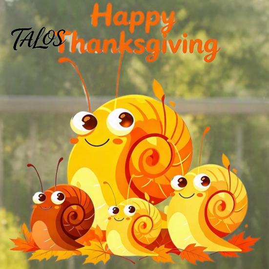 Fall Theme Decor Cartoon Snail Static Window Sticker for Thanksgiving Autumn Harvest Festival, Waterproof PVC Decal Home Ornaments Glass Doors