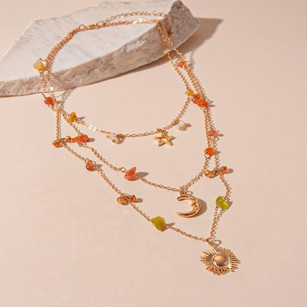 Pendant Y2K Multilayer Necklace Bead Bowknot Clavicle Necklace Fashion Clavicle Chain Women  Girls