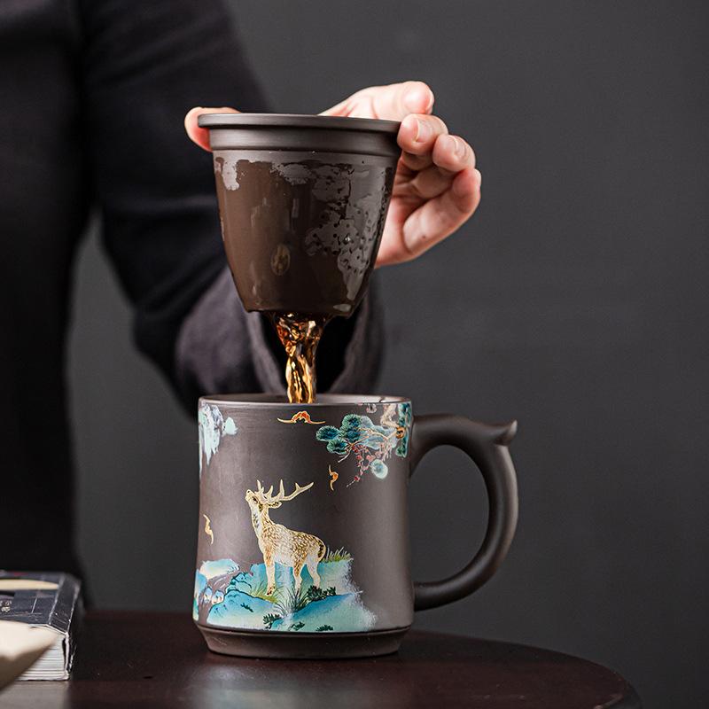 Merchandise raw ore purple sand teacup tea set ceramic set filter tea separation gift box gift gift