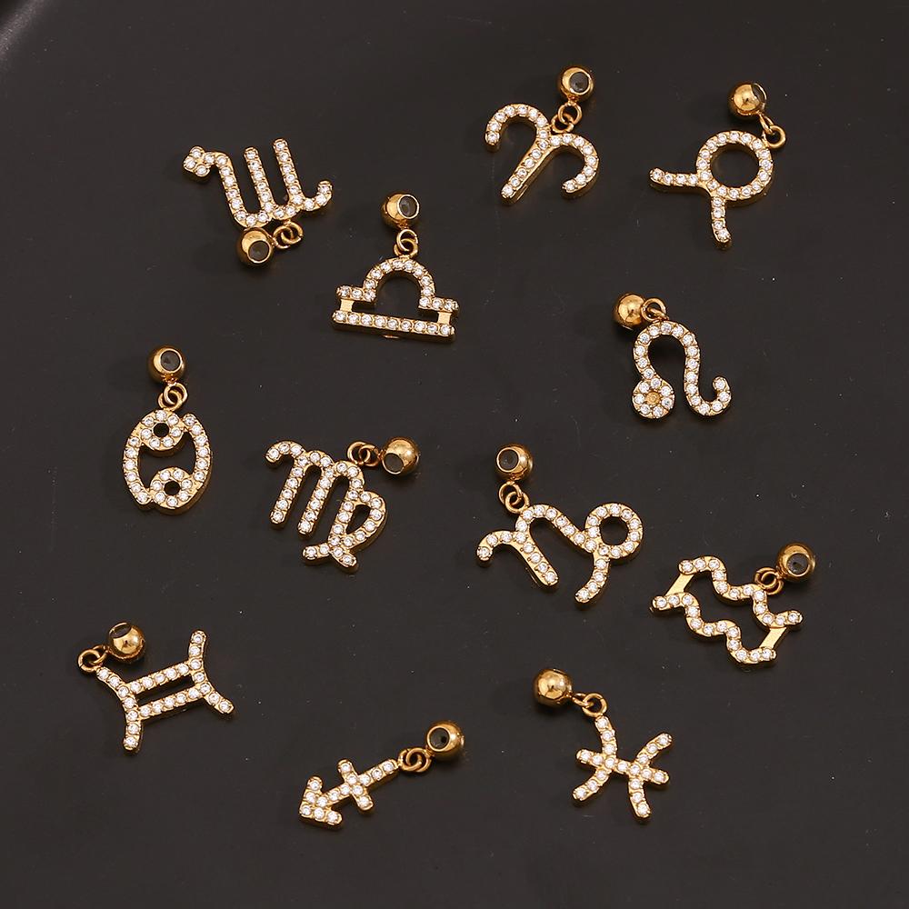 MamacitaSlay Classic Sparking Zodiac charms diy charms for jewelry making Necklace bracelet charms stainless steel charms