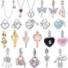 925 Silver Lock&Key Charms Lucky Heart Shaped Key Beads Pendants Fit Necklace Bracelet DIY Fine Jewelry Gift