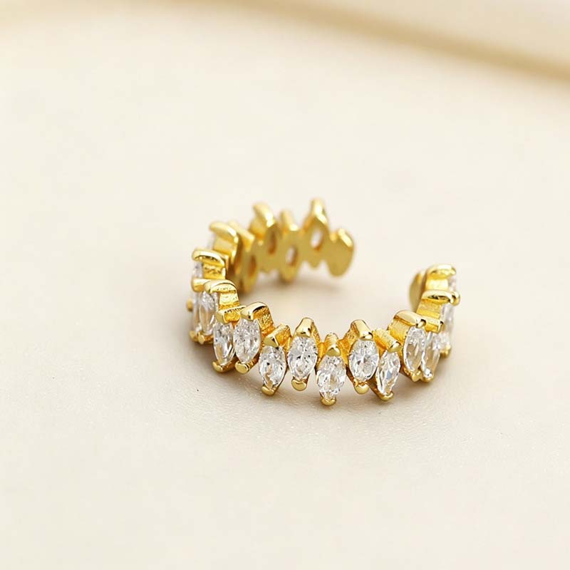 Fashion Zircon C-Shaped Ear Clip for Women Classic Gold Color Irregular No Piercing Ear Cuff Party Jewelry Gifts