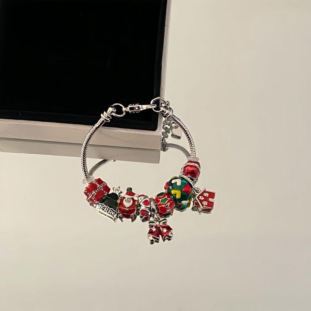 Christmas Diy Beaded Bracelet With Santa Claus Tree Snowflake For Women Gift