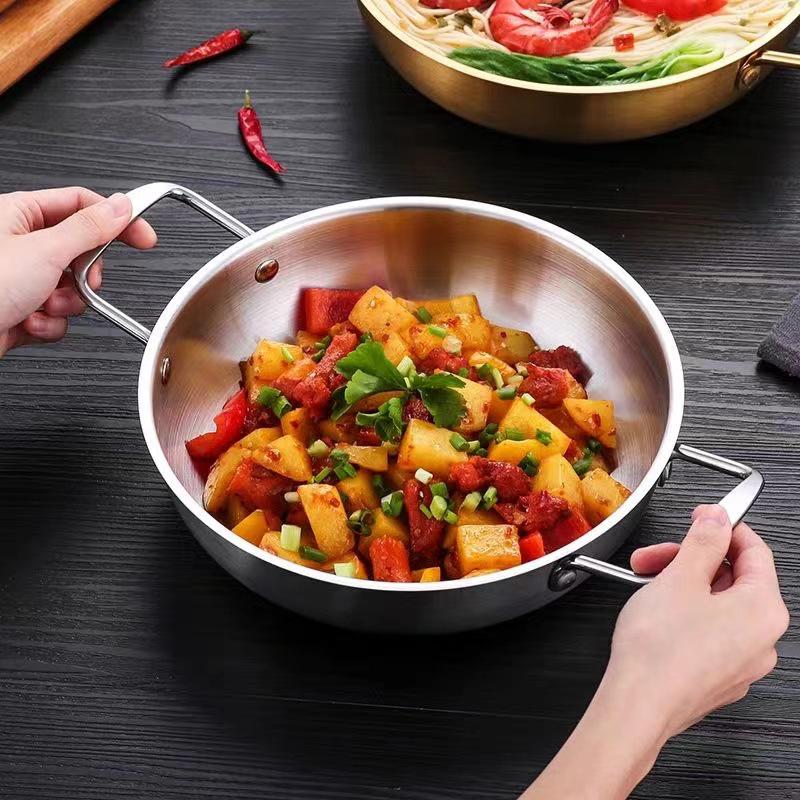 Korean-Style Ramen & Snail Noodle Pot: Stainless Steel Double-Ear Cooking Pot for Induction & Hot Pot