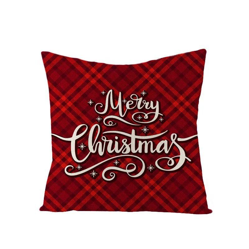 Christmas Linen Pillowcase Home Holiday Decoration Gift Pillow Cushion Cover