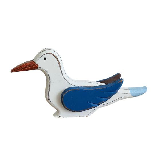 Wood Bird Statue, Nautical Seagull Figurine, Coastal Ocean Standing Sea Bird Statue for Home Bathroom, Living Room, Table Decor