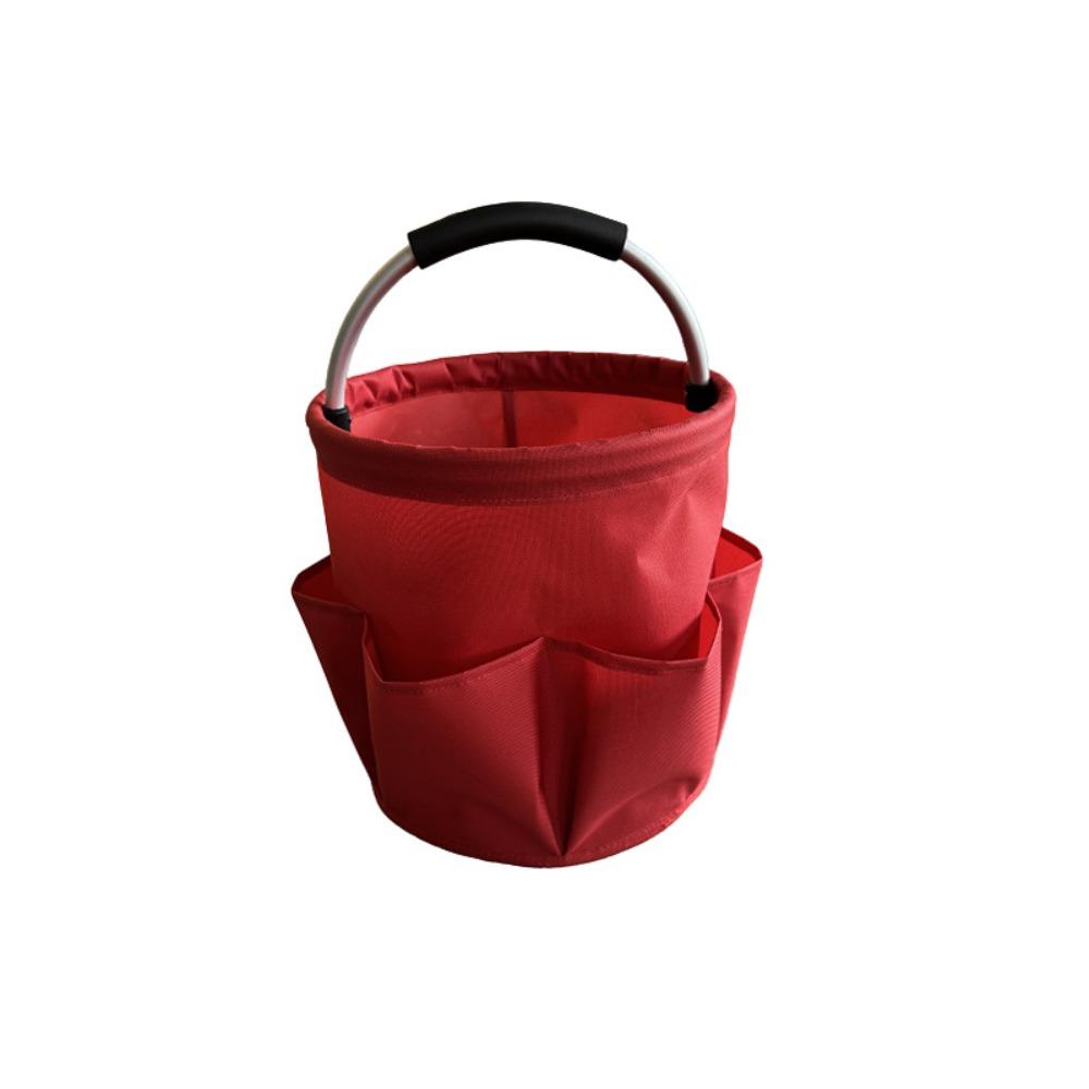 

Large Capacity Foldable Storage Bag Multi-Pocket Bathroom Toiletry Organizer Bathroom Storage Red handle