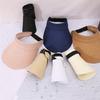 Adjustable Straw Edge Hat With Empty Top Sun Protection Lightweight Travel Hat For Hiking Running