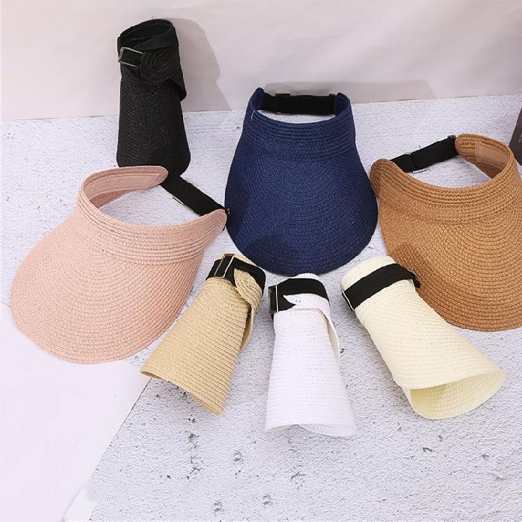Adjustable Straw Edge Hat With Empty Top Sun Protection Lightweight Travel Hat For Hiking Running