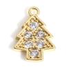 1 Piece Copper Christmas Charms Gold Color Metal Pendants Rhinestone Snowflake Sock Deer Christmas Tree For DIY Jewelry Making