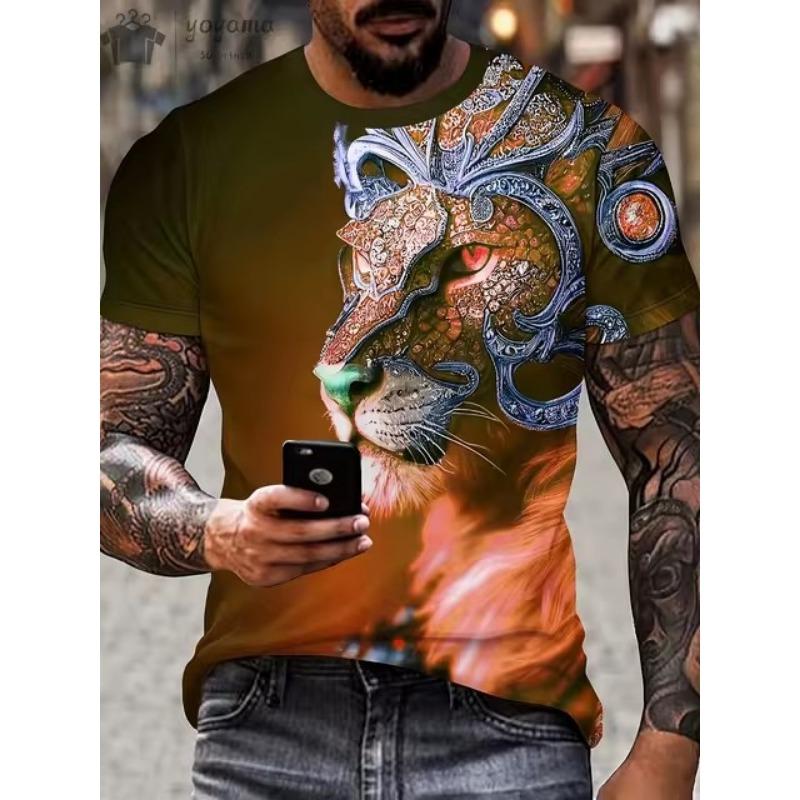 Θηρίο Άγριο Λιοντάρι Εκτύπωση 3d T-Shirt Ανδρικά Κοντομάνικα Τοπ Υπερμεγέθη T-shirt Ανδρικό Σχέδιο Ρούχα Τοπ