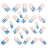 24PCS Ocean Theme False Nails with Blue Tip Easy Effortless Application To Nails for Women and Girl Nail Salon