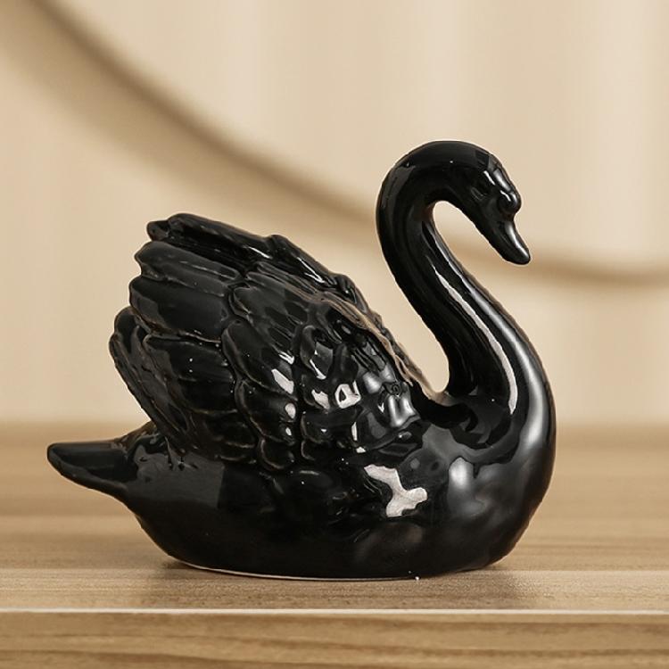 Figura di Anatra in Porcellana Statuetta Animale Ceramica Elegante da Collezione per Case Moderne Accento Ornamentale per Styling Interni Ufficio