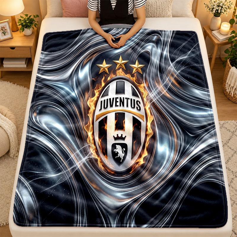 Flanell-Decke Juventus FC Warme Weiche Überwurfdecke für den Innenbereich Sofa Bett Wohnzimmer