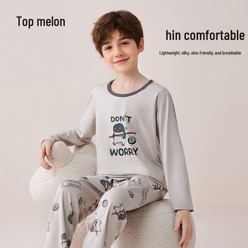 Ding Guagua Boys' Modal Long-Sleeved Pajama Set