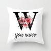 Personalized Name Flower Letter Pillow Case Alphabet Print White Square Pillow Case Dust Cover Bedroom Party Decoration