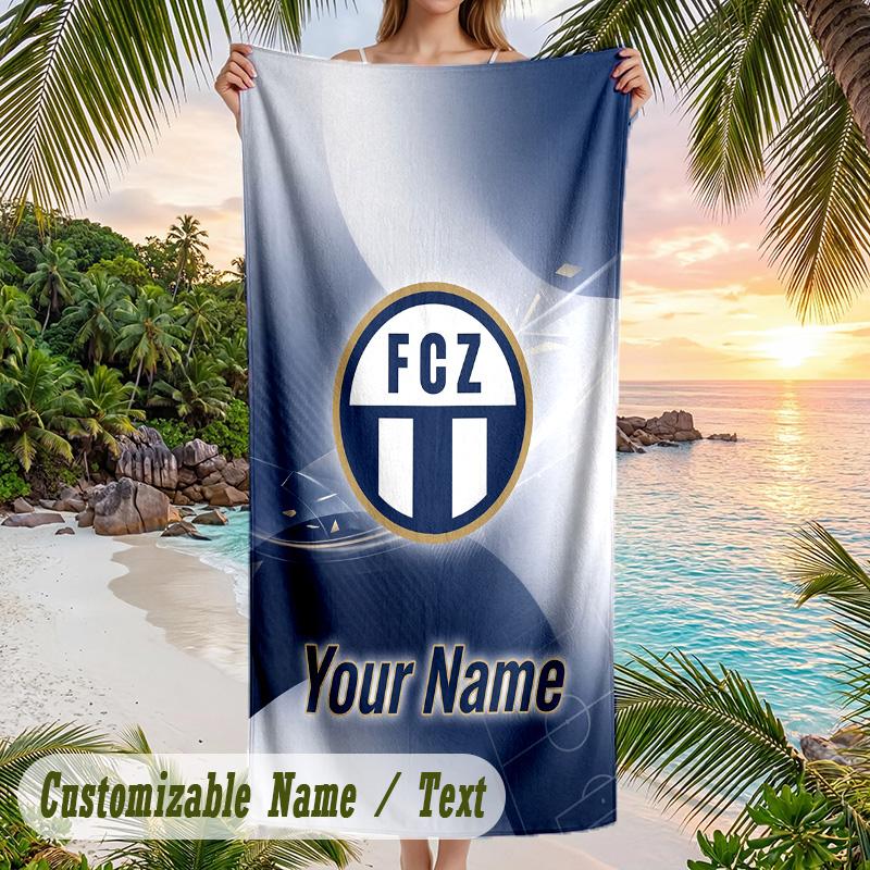 Asciugamano da Spiaggia Stampa FC Zürich Nome Personalizzato Testo Asciugamano Morbido per Piscina