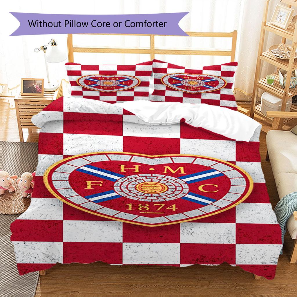Heart of Midlothian Football Club Pattern Bedding,Quilt Set Quilt Cover Pillowcase Home Birthday Gift(1 * Duvet Cover + 2 * Pillowcase, Without Core)