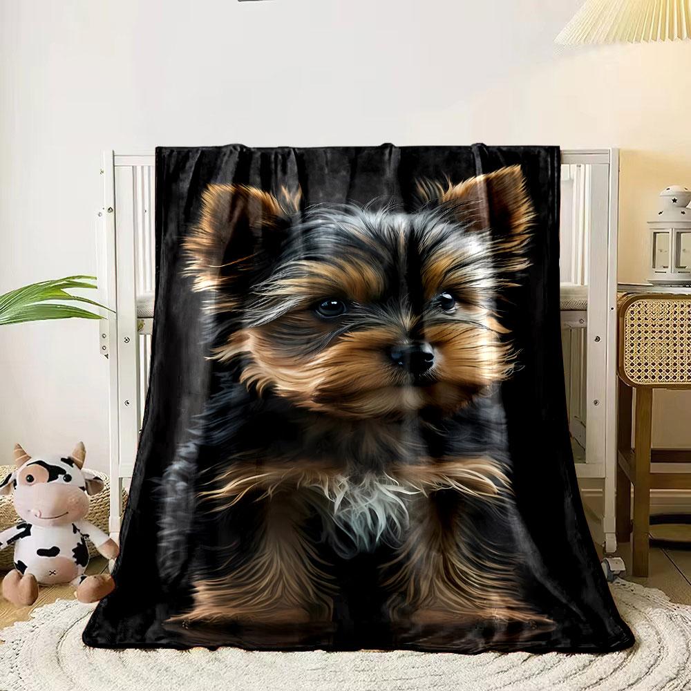 Yorkshire Terrier Puppy Blanket bedroom Blanket for Livingroom Couch lunch break Soft throw for Friend's festival Gift