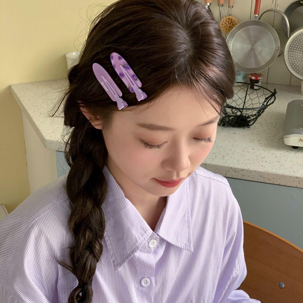 Duckbill Clip Fruit Hairpin Geometry Makeup Hair Clip Retro Traceless Hairpin Kids