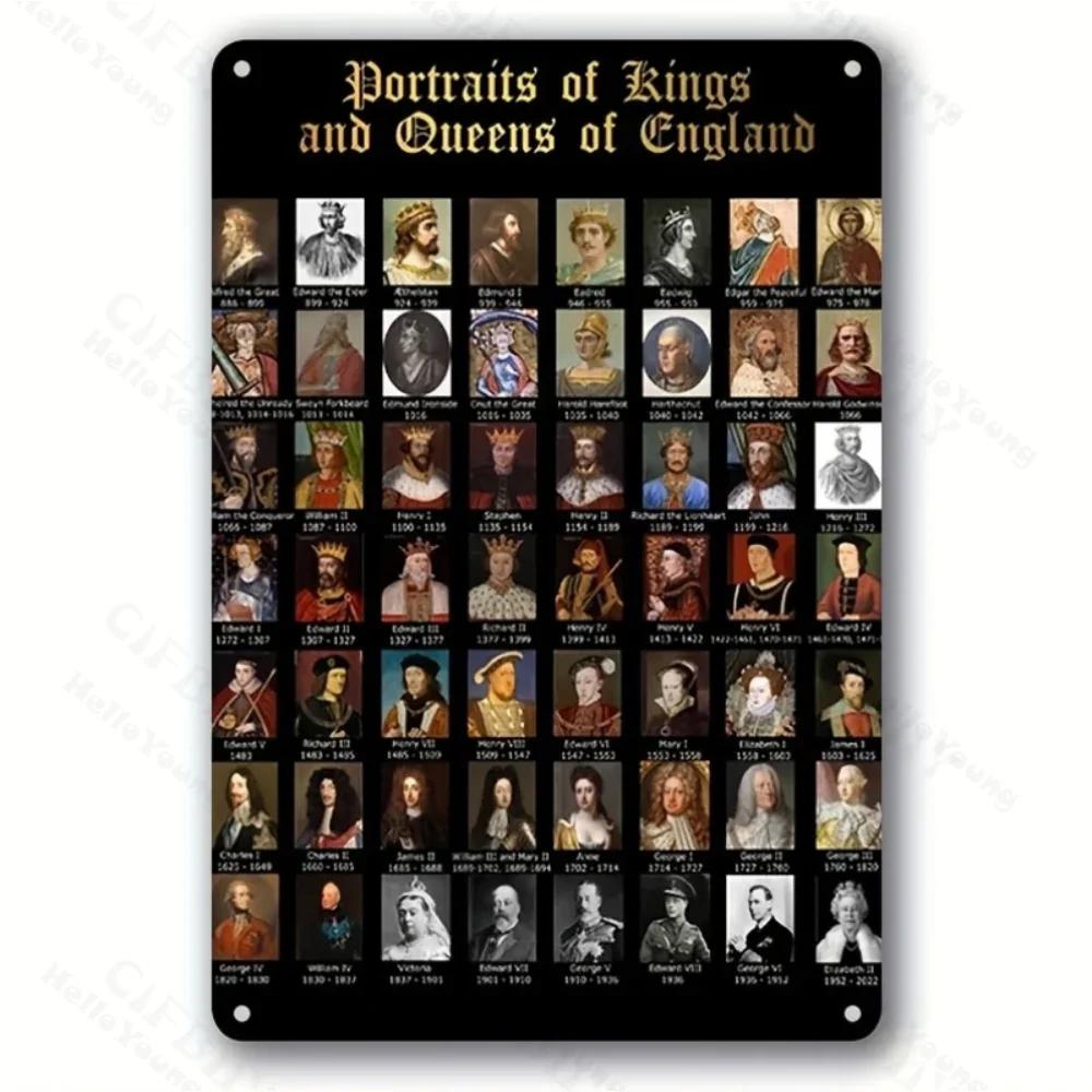 Aluminum Metal Sign, 1pc Royal History Wall Art. Waterproof and Versatile, Depicting English Royals, Ideal for Home & More.