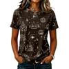 Women Raglan Sleeve Casual Short Sleeve Top Halloween Print Round Neck T Shirt Lightweight Comfortable Fit