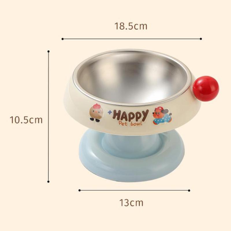 Cute Cartoon Elevated Pet Bowl Stainless Steel Bowl Neck Protection Neck Protection Anti-Choking Non-Slip Pet Feeder Supplies
