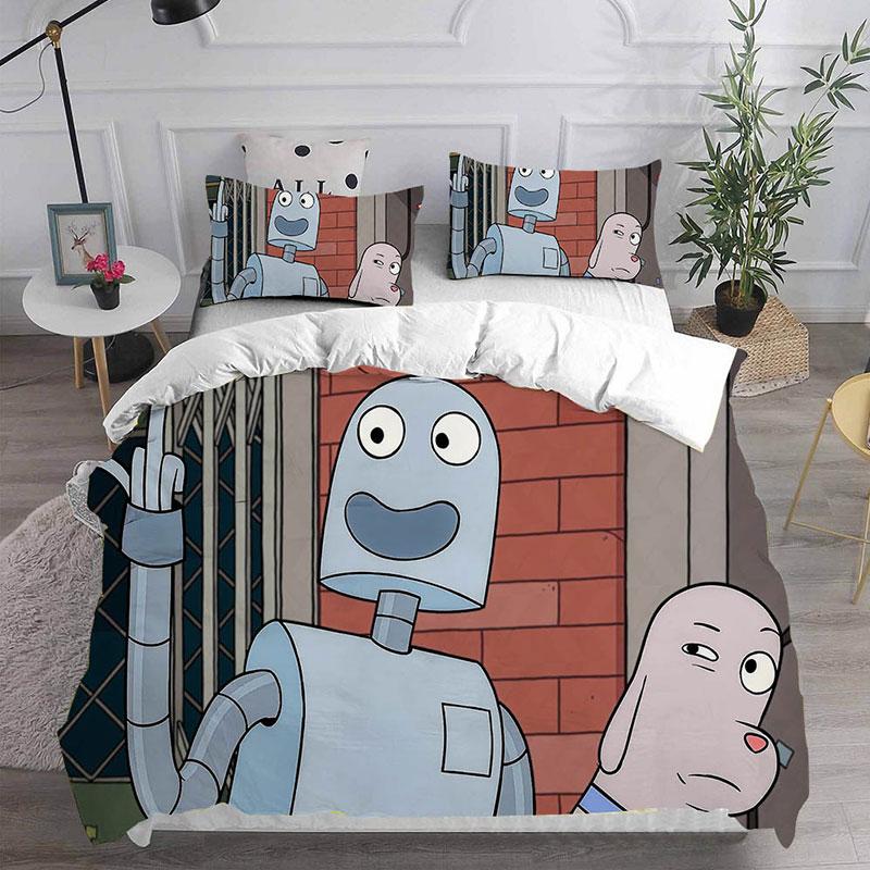 Cartoon Robot Dreams Bettwäsche-Sets, Bettdecke, Steppdecke, Bettbezug, Kissenbezug, 2–3-teilige Sets, Kinder- und Erwachsenengröße, Heimtextilien