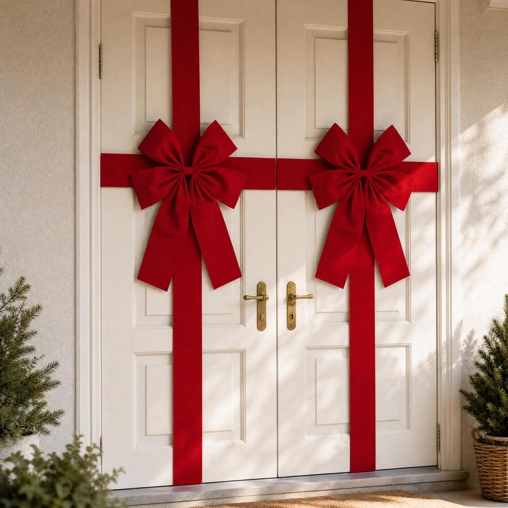 Christmas Bow Decoration Festive Hanging Holiday Door Ornament Easy to Use