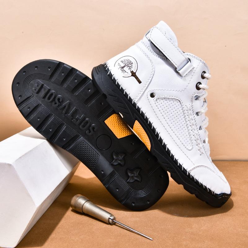 

Осень/Зима 38-48 Большие Мужские Кожаные Ботинки Модные Ручной Работы На Плоской Подошве Короткие Ботинки На Шнуровке Повседневная Обувь 48 белый