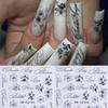 2pcs Lily Letter Nail Stickers, Elegant Black and White Ink Painting Style Flower and Letter Patterns Self-adhesive Nail Decals