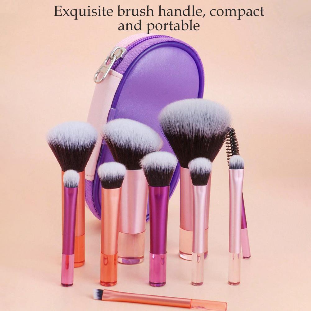 10Pcs/Set Mini Makeup Brush for Beginners Foundation Eye Concealer Brush Travel Cosmetic Brushes with Portable Pouch for Eyebrow