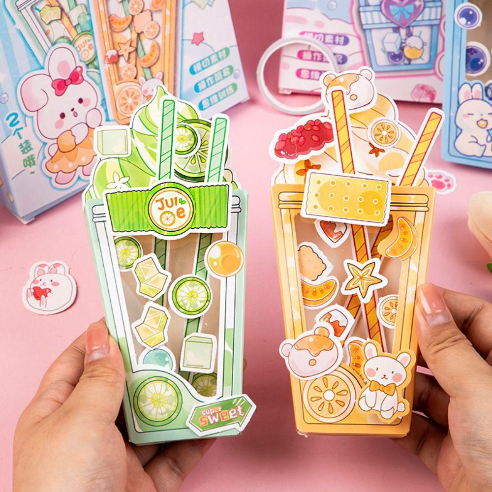 

Набор штампов для резки бумажного стаканчика, сделай сам, сделай сам, материалы для чашки чая с молоком, чай с молоком, тихая книга, ручная работа