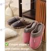 New Winter Couple Slippers  PU Leather Indoor Anti Slip Warm House Shoes