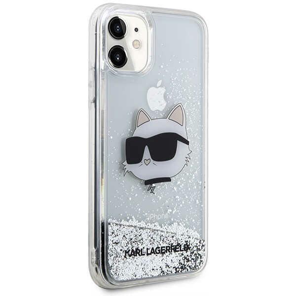 Etui Do iPhone 11 Karl Lagerfeld Glitter Choupette Srebrne