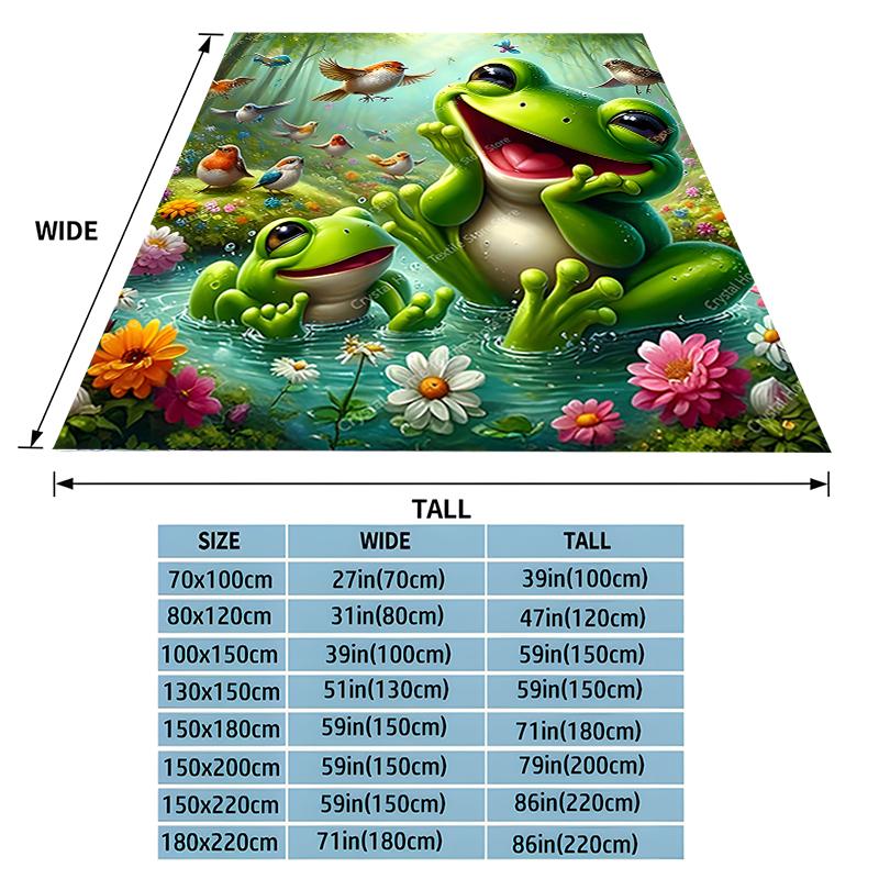 Happy Frogs Play Theme Soft Flannel Blankets,Warm Throw Blanket Comfortable Blanket for Picnic Beds Sofa Home Bedroom Cover Kids
