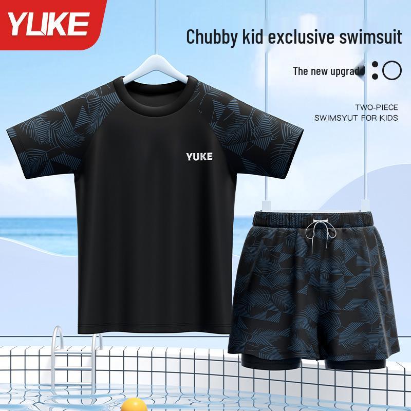 

2024 Boys Plus-size Kids Swimsuit Set: Split Hot Spring Trunks for Teens 150 чорний