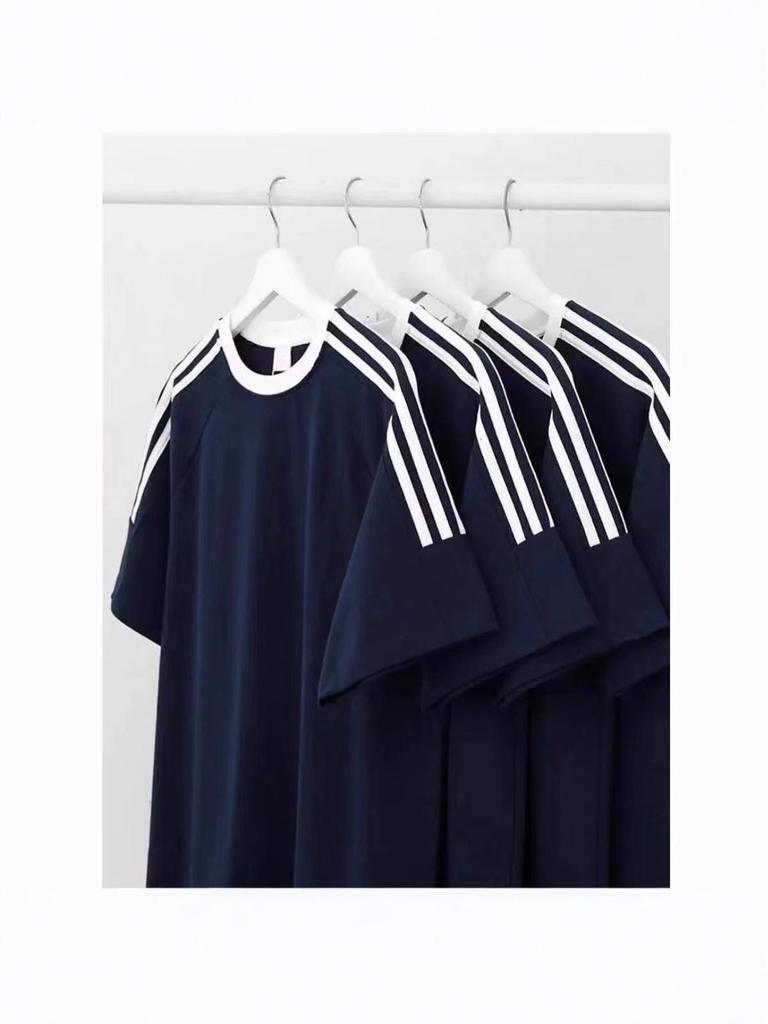 Stylish Boys' Letter Print Cotton T-Shirt, New Summer Style with Three Stripes.