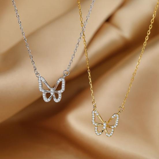 Yousheng Women Necklace Hollow Out Butterflies Jewelry Ins Style Rhinestones Choker Necklace for Daily Wear
