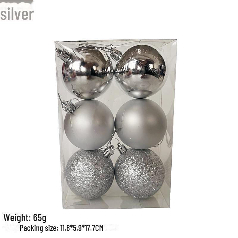 

Набор гальванических елочных шаров 6 см: 6 шт. PS-пластик, яркий матовый, с порошковым покрытием, в коробках из ПВХ, украшения для праздничного декора. 6-pack, 6cm, thread cap head matte powder серебряный