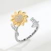 Anti Stress Adjustable Sunflower Rotating Engagement Rings for Women Anxiety Relief Diamond Spinning Ring Zircon Party Gifts