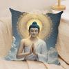 Buddha Statue And Lotus Cushion Cover Silky Short Plush Sofa Pillow Cover Hidden Zipper Soft Dustproof Case For Home Decor